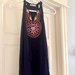 Navy Dress with Floral Design